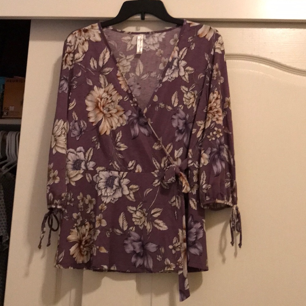 Perception lavender wrap blouse